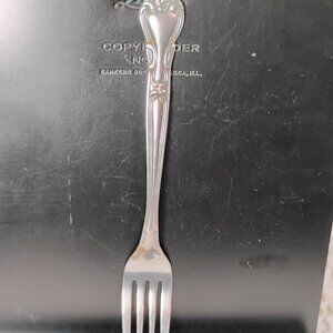 Plantation Stainless Steel dinner fork single piece orphan floral & scroll 1990s